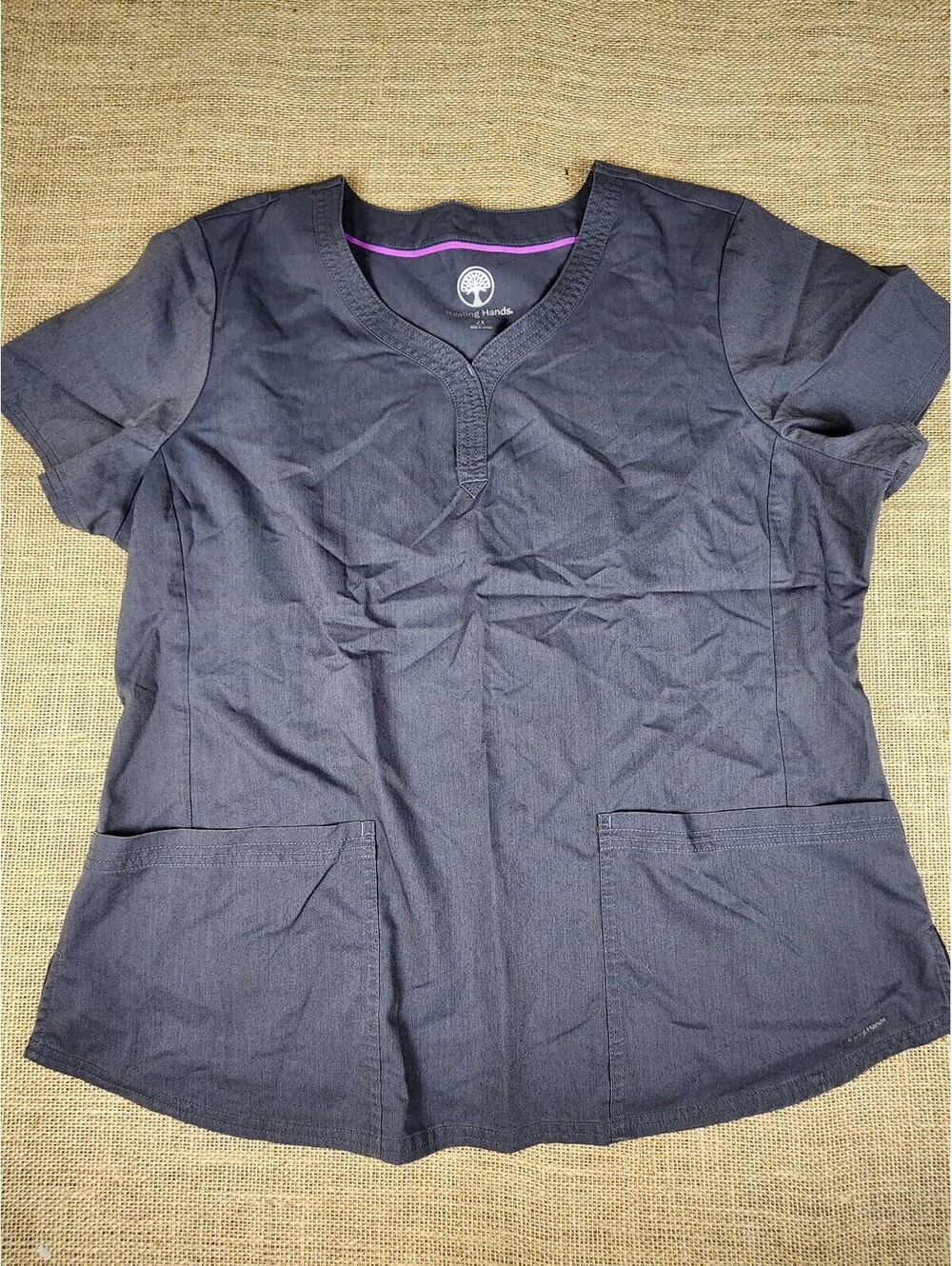 Healing Hands Women's Medical Scrub Top Navy Blue Size 2x